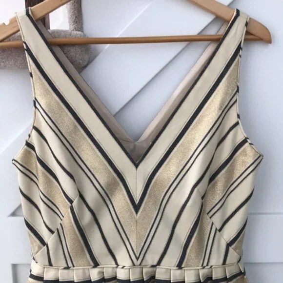 NWT J Crew Gold Striped Mini Cocktail Dress Size 8 - Picture 3 of 9